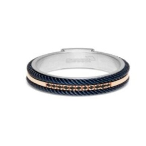 BARAKA Men's AN293041RODN250011 316L Collection Rose Gold Silver Diamonds Ring